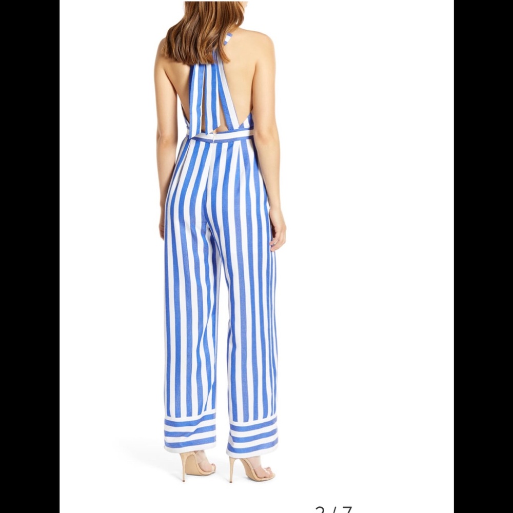 🇺🇸 WAYF Afton Stripe Halter Neck Jumpsuit - Picture 3 of 7